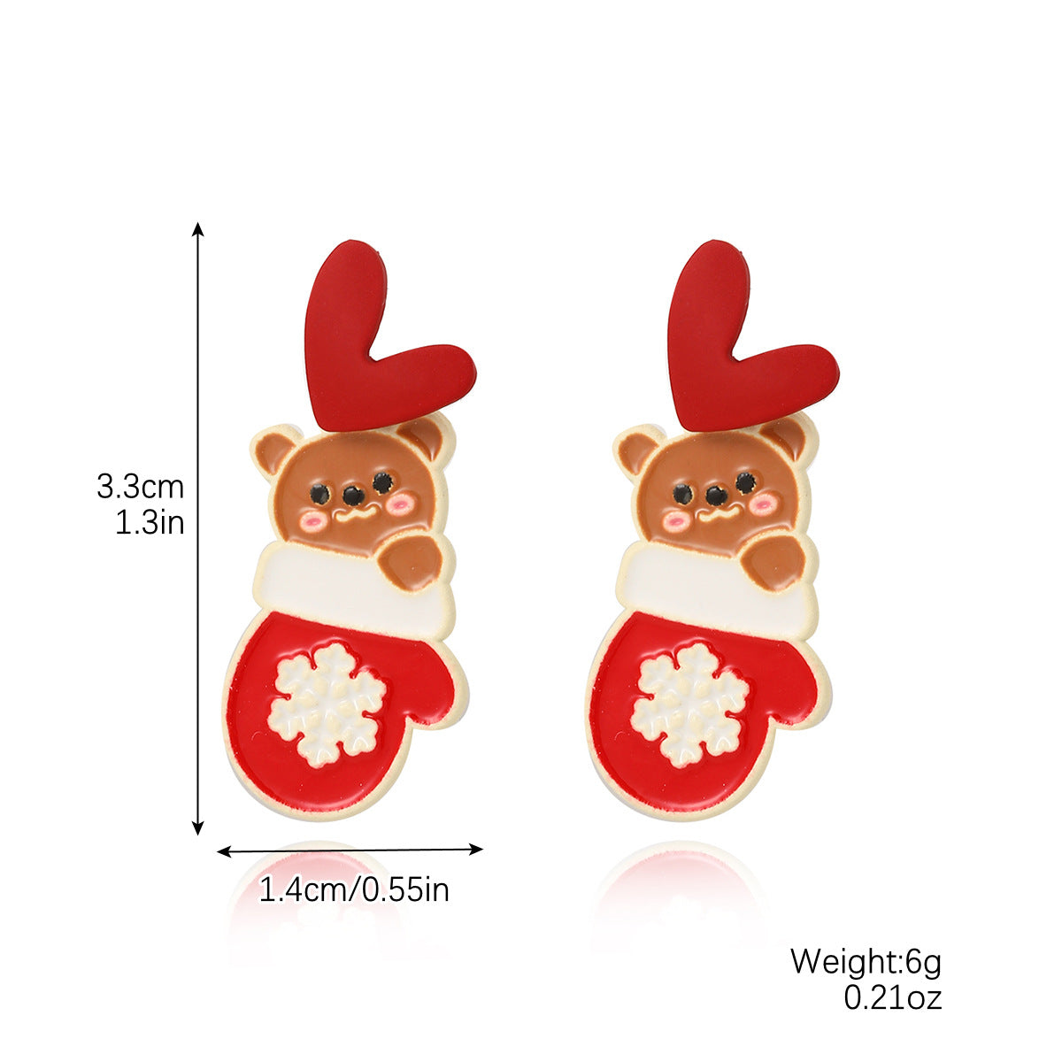 Wholesale Christmas Wood Snowflake Exaggerated Christmas Tree Earrings